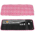 Cosmetic Brush Set - Snap Shut Greek Key Print Case